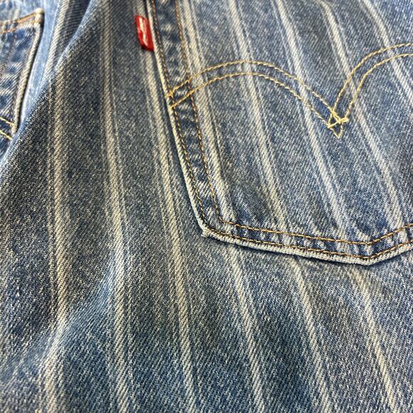 Levis 501 BIG E Conductor Pinstripe Jeans Womens 26x26 Straight Leg Button Fly - Picture 5 of 16